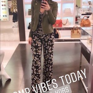 Michael Kors olive and black floral jumpsuit
